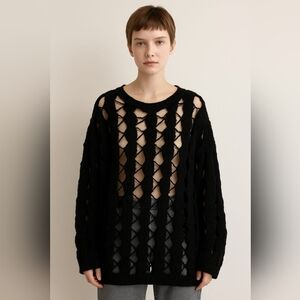 New Custo Barcelona Knitwear Sweater Webbed Open Hollow Knit Vintage Alpaca 1X